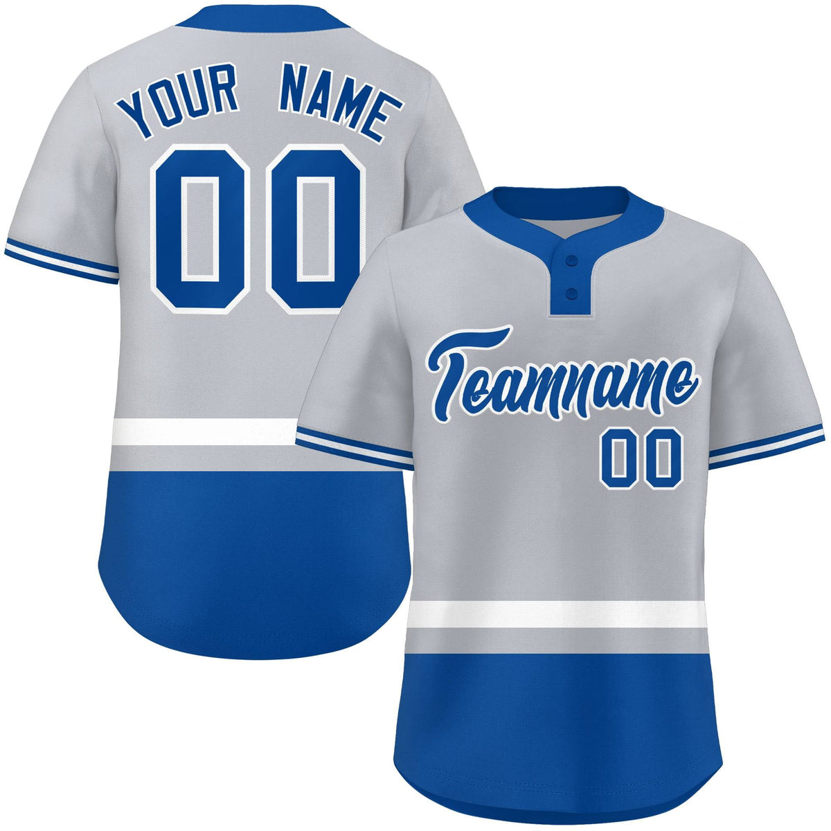 Custom Gray White-Royal Color Block Personalized Authentic Two-Button Softball Jersey