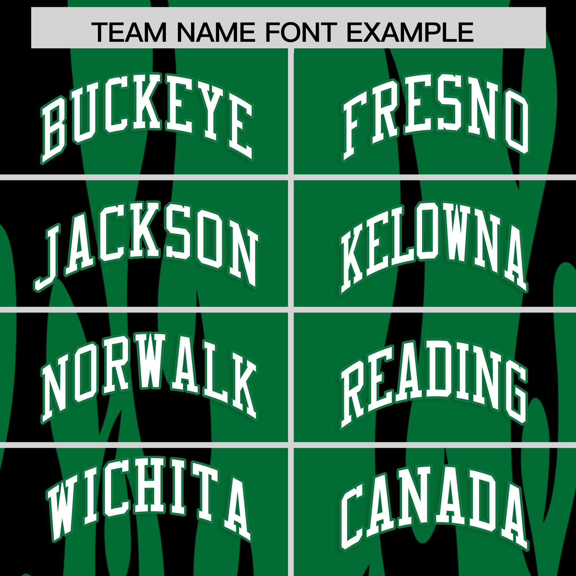 Custom Kelly Green Black Flame Pattern Authentic Pullover Baseball Jersey