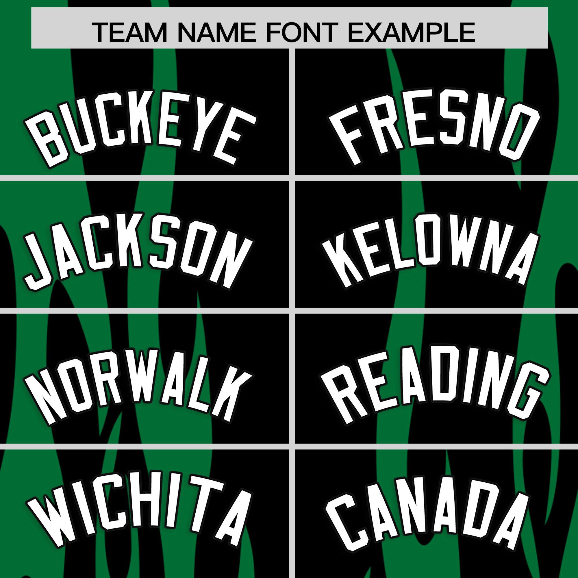 Custom Black Kelly Green Flame Pattern Authentic Pullover Baseball Jersey