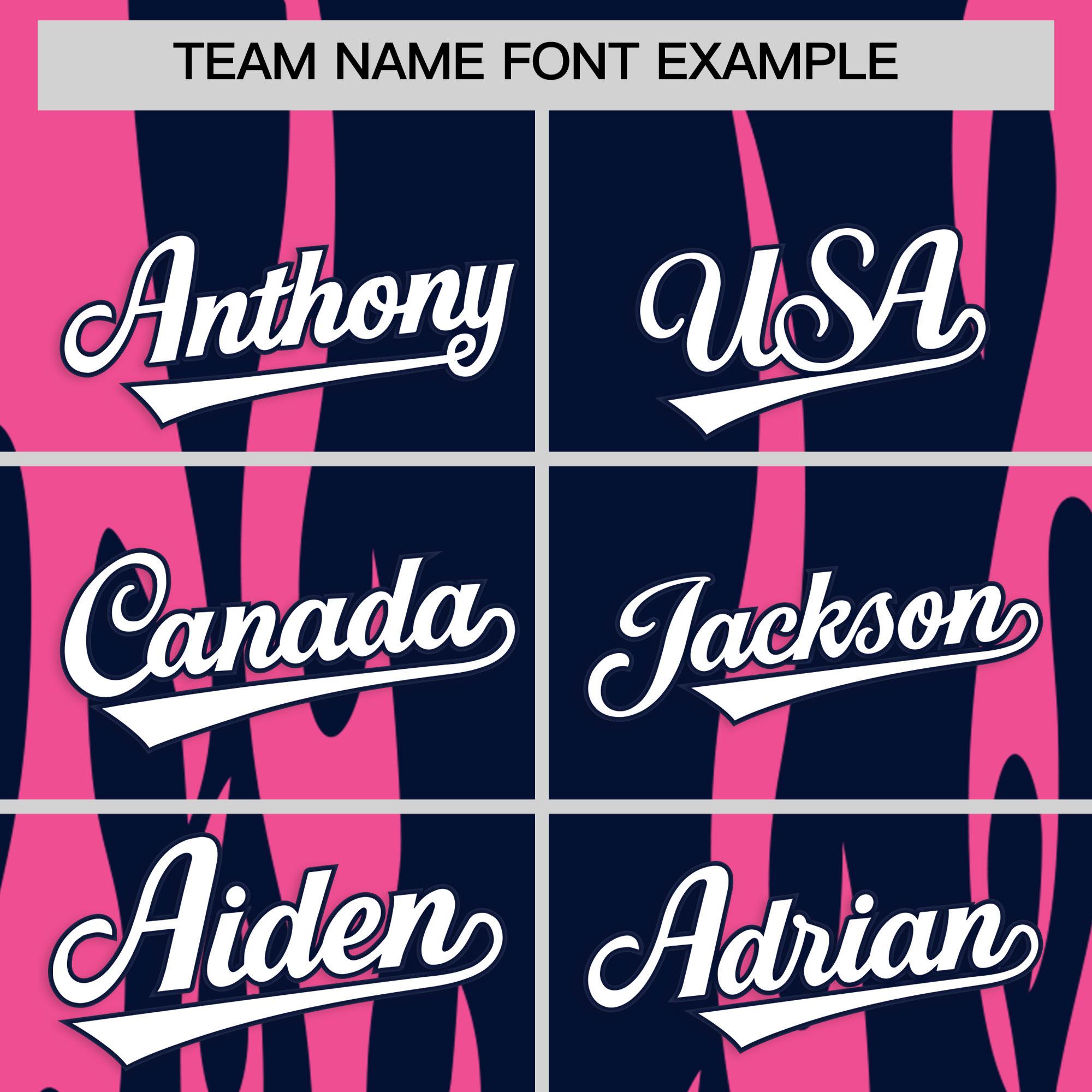 Custom Navy Pink Flame Pattern Authentic Pullover Baseball Jersey