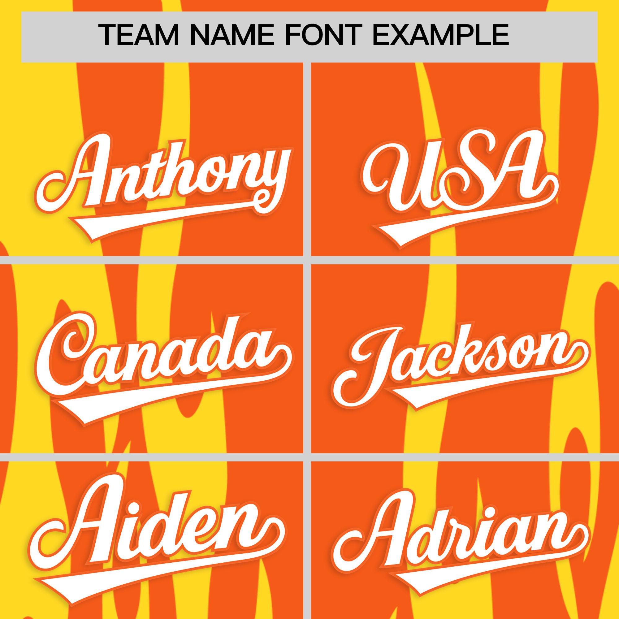 Custom Orange Gold Flame Pattern Authentic Pullover Baseball Jersey