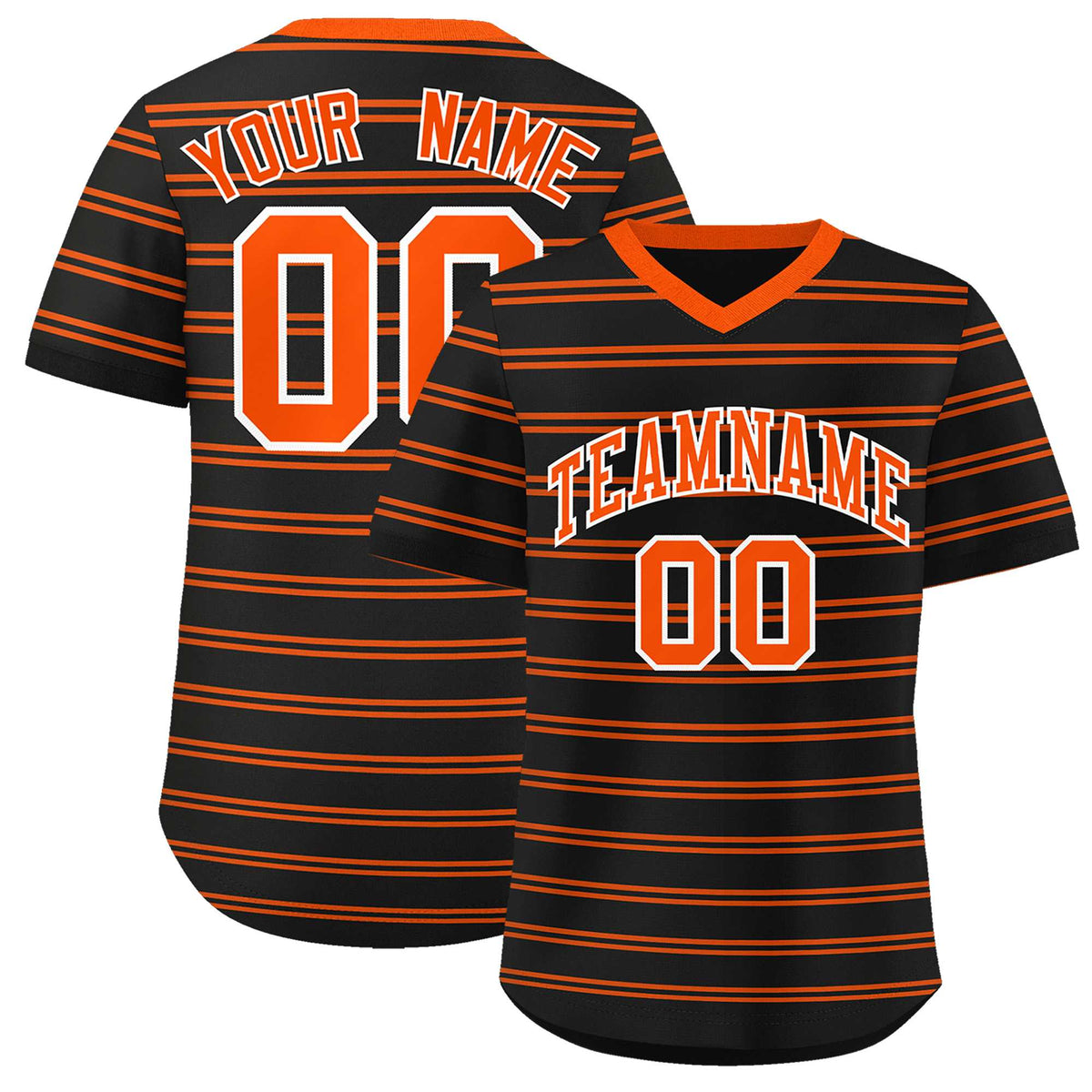 Custom Black Orange Personalized Horizontal Stripe Authentic Pullover Baseball Jersey | KXKSHOP