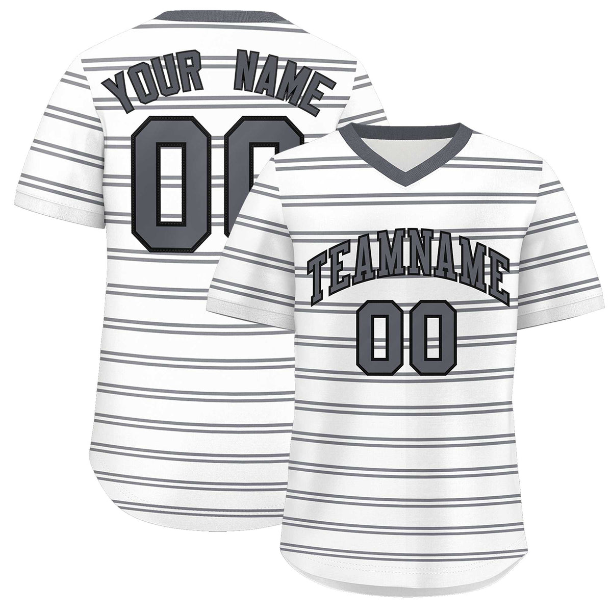 Custom White Dark Gray-White Personalized Horizontal Stripe Authentic Pullover Baseball Jersey | KXKSHOP