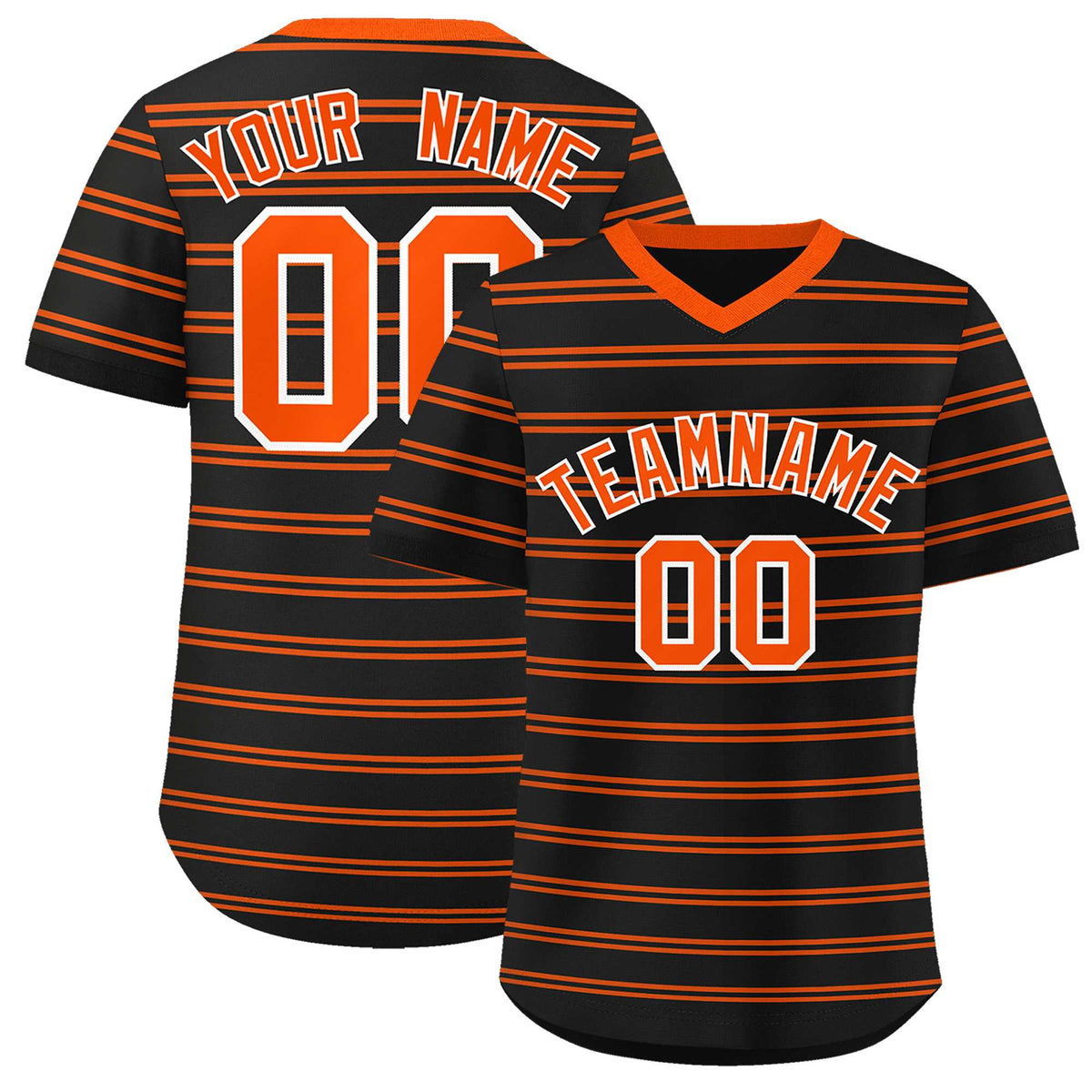Custom Black Orange Personalized Horizontal Stripe Authentic Pullover Baseball Jersey | KXKSHOP