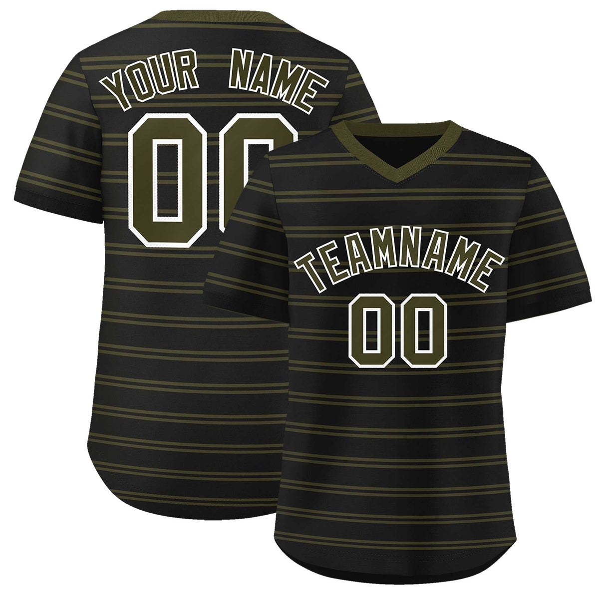 Custom Black Olive Personalized Horizontal Stripe Authentic Pullover Baseball Jersey | KXKSHOP