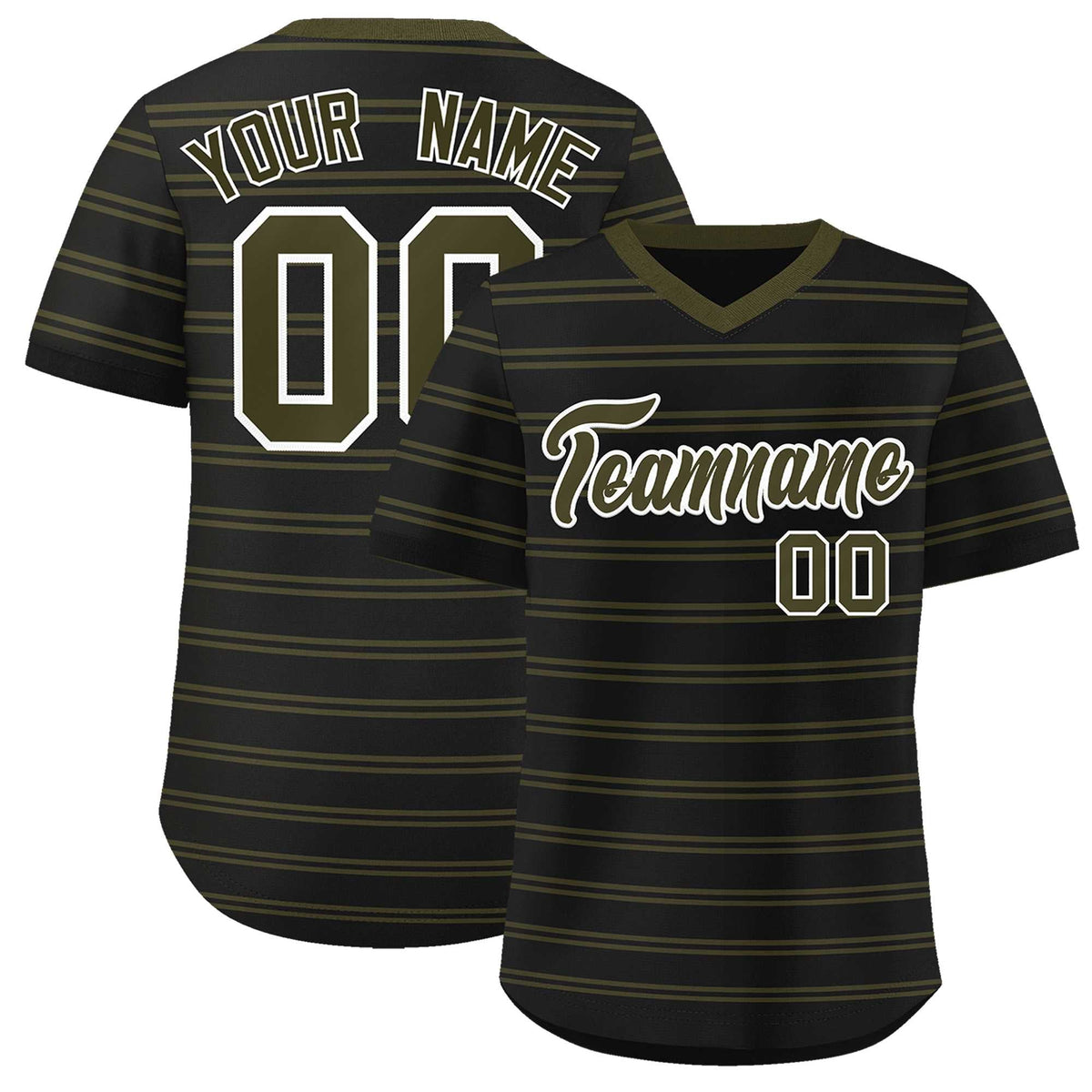 Custom Black Olive Personalized Horizontal Stripe Authentic Pullover Baseball Jersey | KXKSHOP