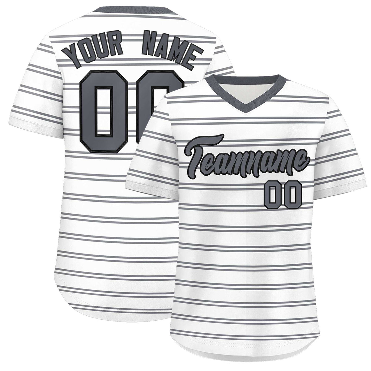 Custom White Dark Gray-White Personalized Horizontal Stripe Authentic Pullover Baseball Jersey | KXKSHOP