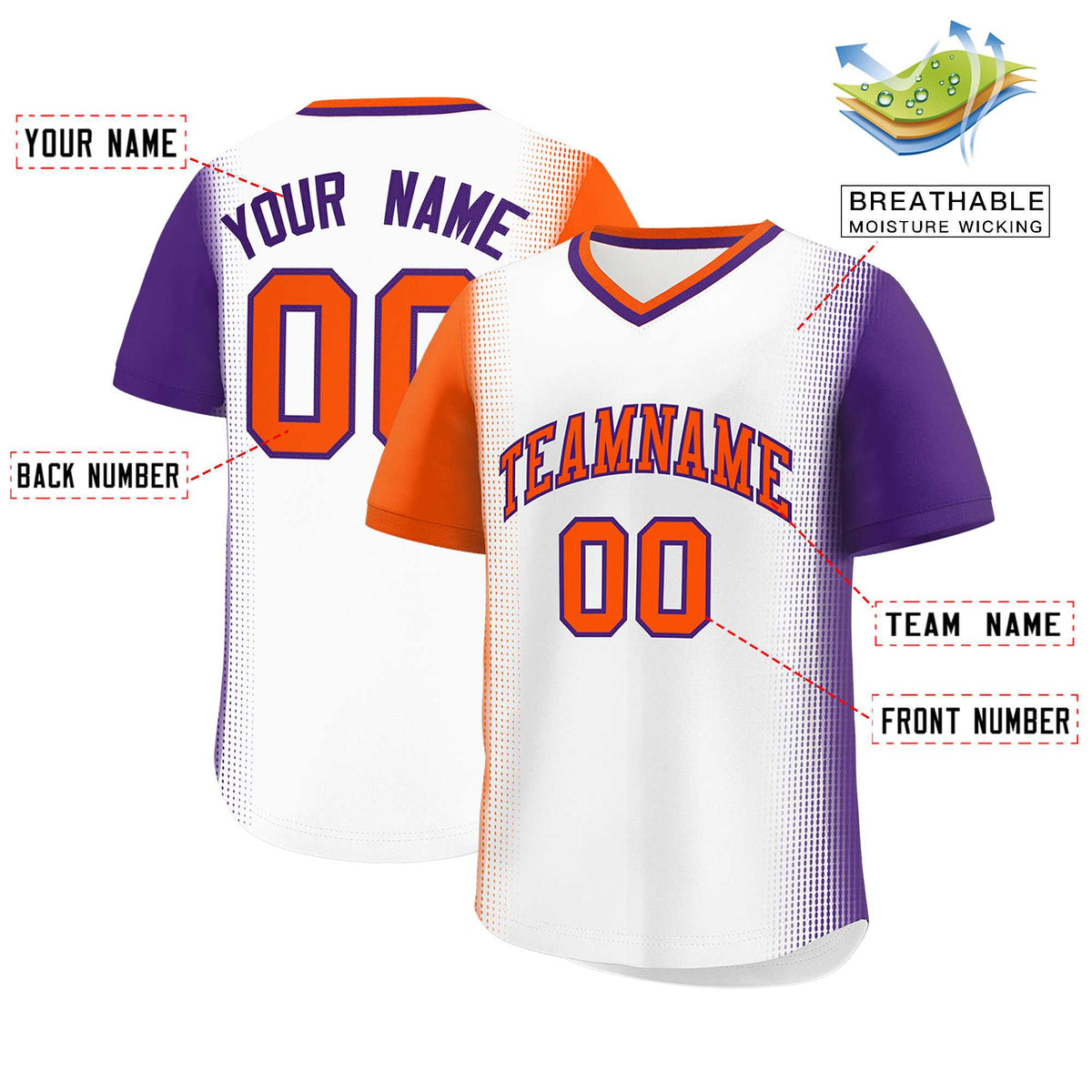 Custom White Orange-Purple Personalized Raglan Sleeves Authentic Baseball Jersey | KXKSHOP