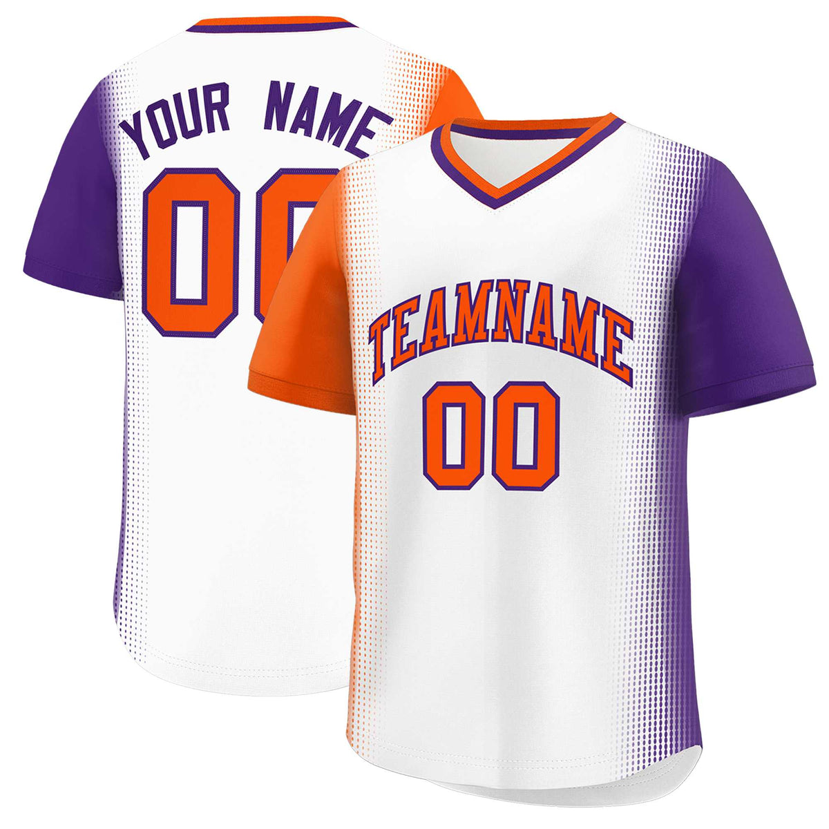Custom White Orange-Purple Personalized Raglan Sleeves Authentic Baseball Jersey | KXKSHOP