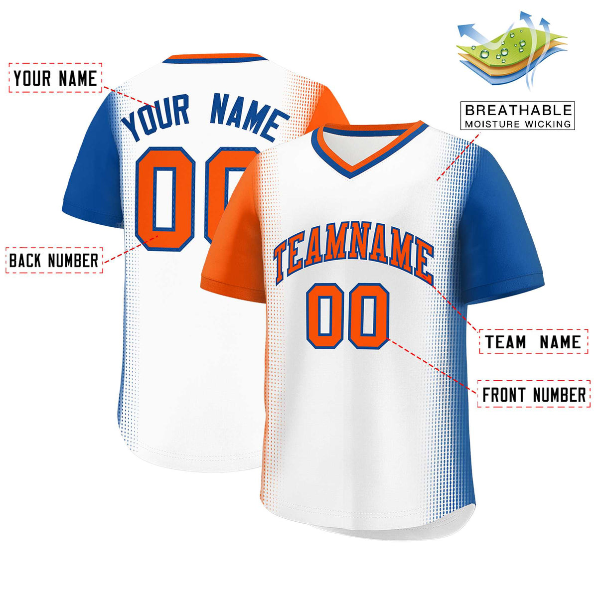 Custom White Orange-Royal Personalized Raglan Sleeves Authentic Baseball Jersey | KXKSHOP