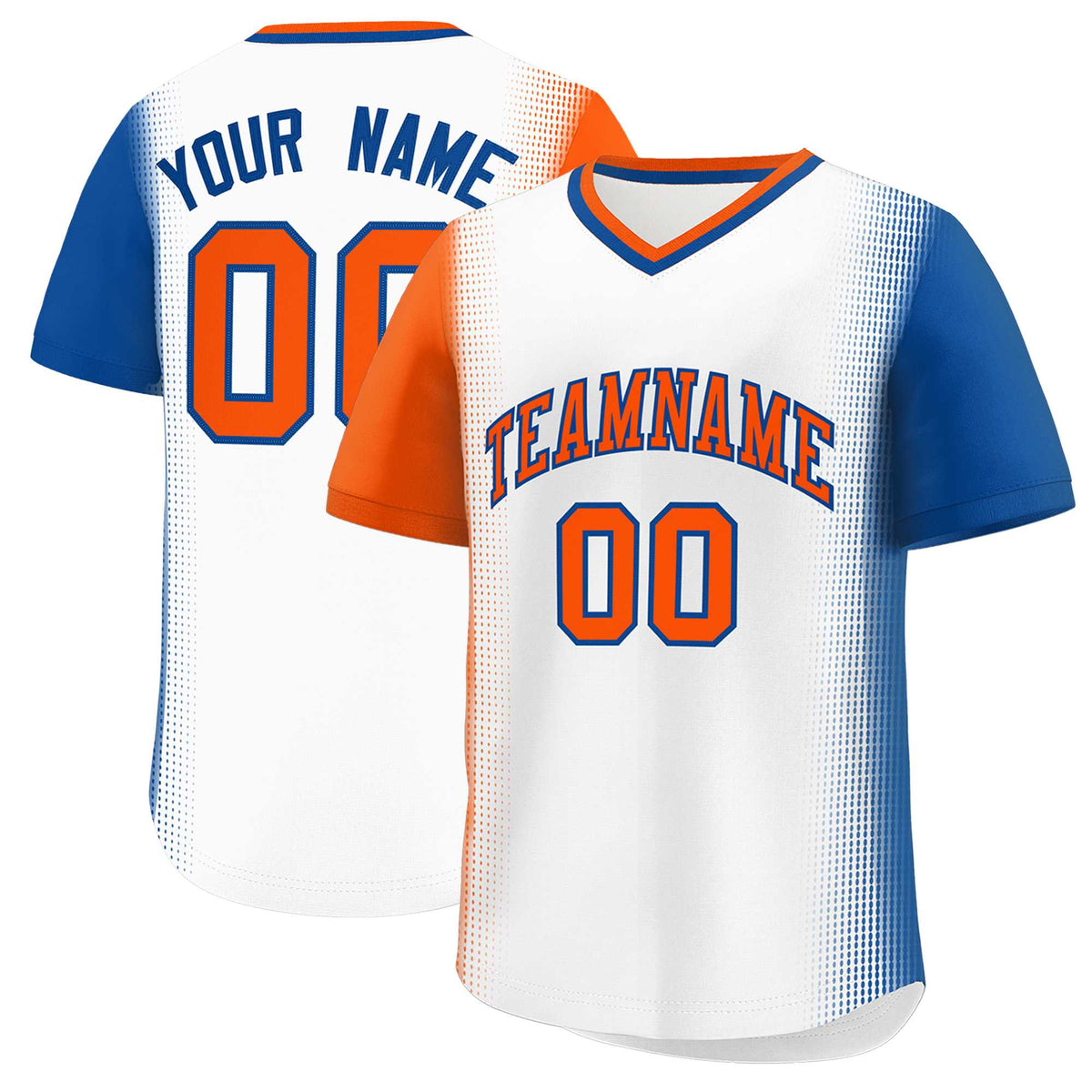 Custom White Orange-Royal Personalized Raglan Sleeves Authentic Baseball Jersey | KXKSHOP