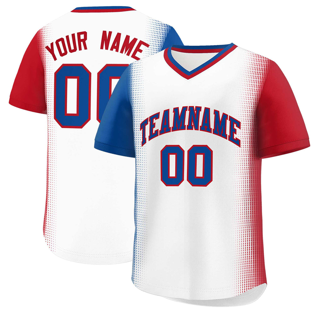 Custom White Royal-Red Personalized Raglan Sleeves Authentic Baseball Jersey | KXKSHOP
