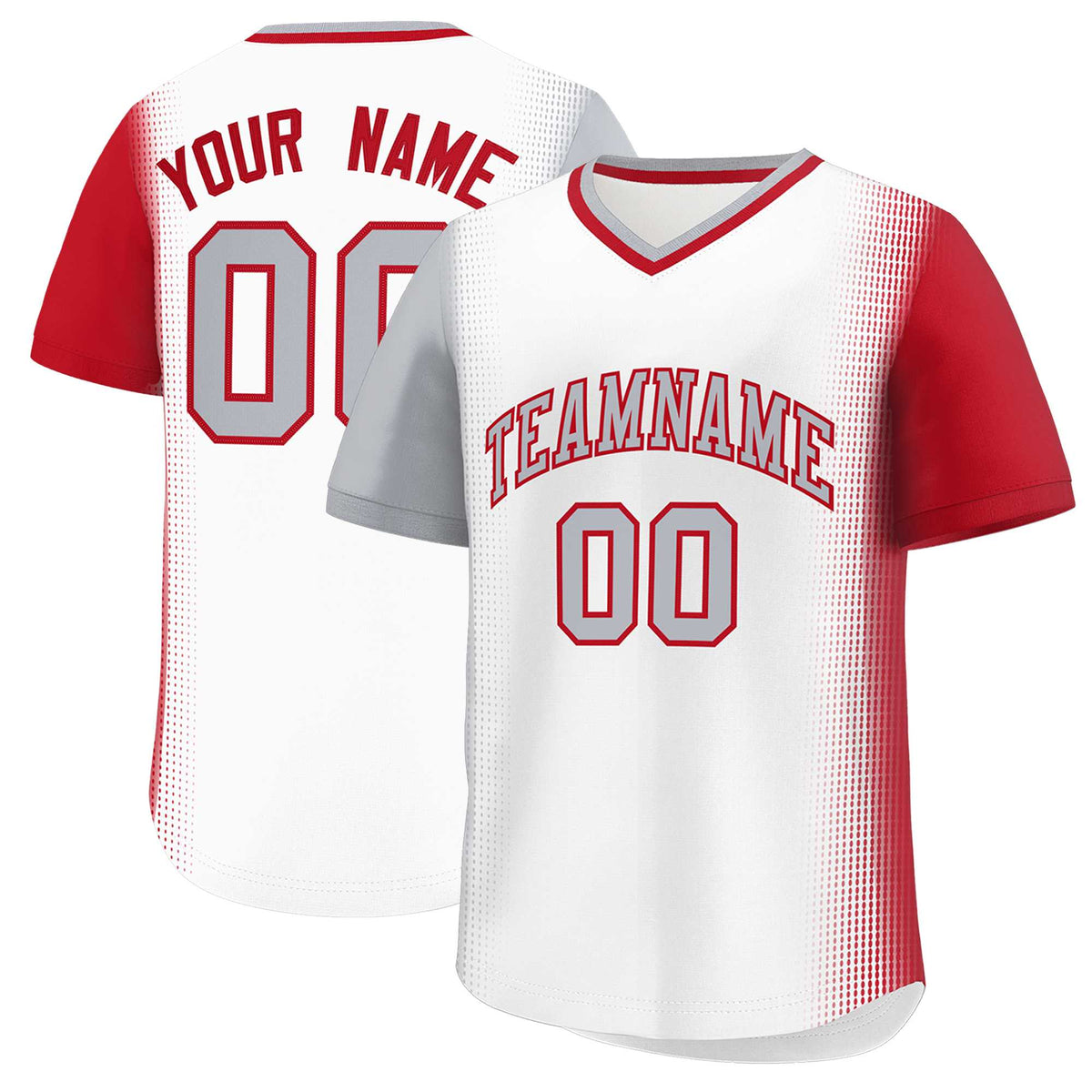 Custom White Gray-Red Personalized Raglan Sleeves Authentic Baseball Jersey | KXKSHOP