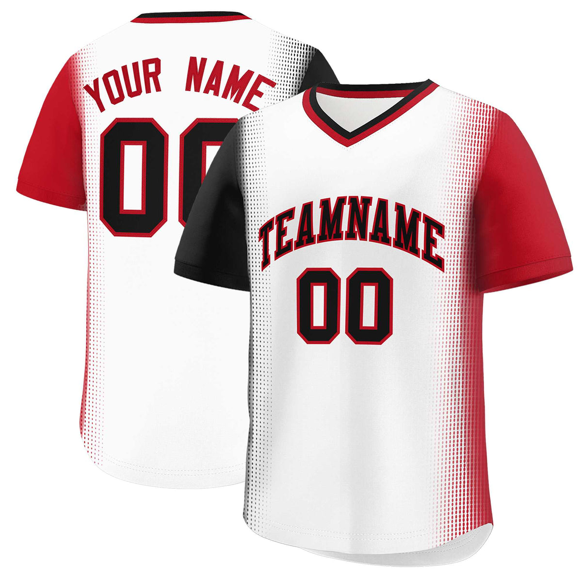 Custom White Black-Red Personalized Raglan Sleeves Authentic Baseball Jersey | KXKSHOP