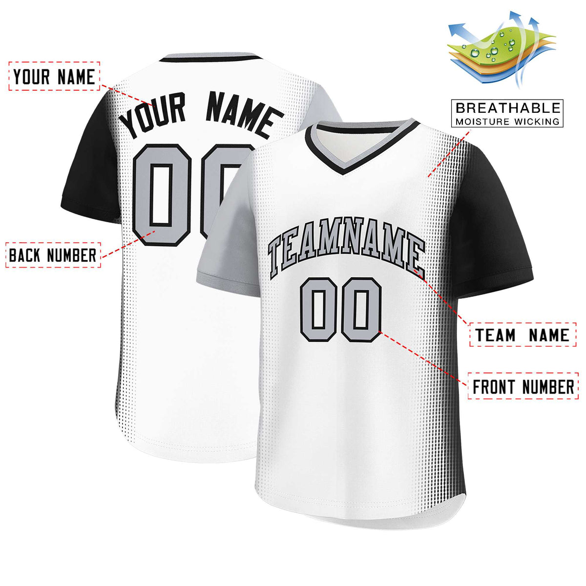 Custom White Gray-Black Personalized Raglan Sleeves Authentic Baseball Jersey | KXKSHOP