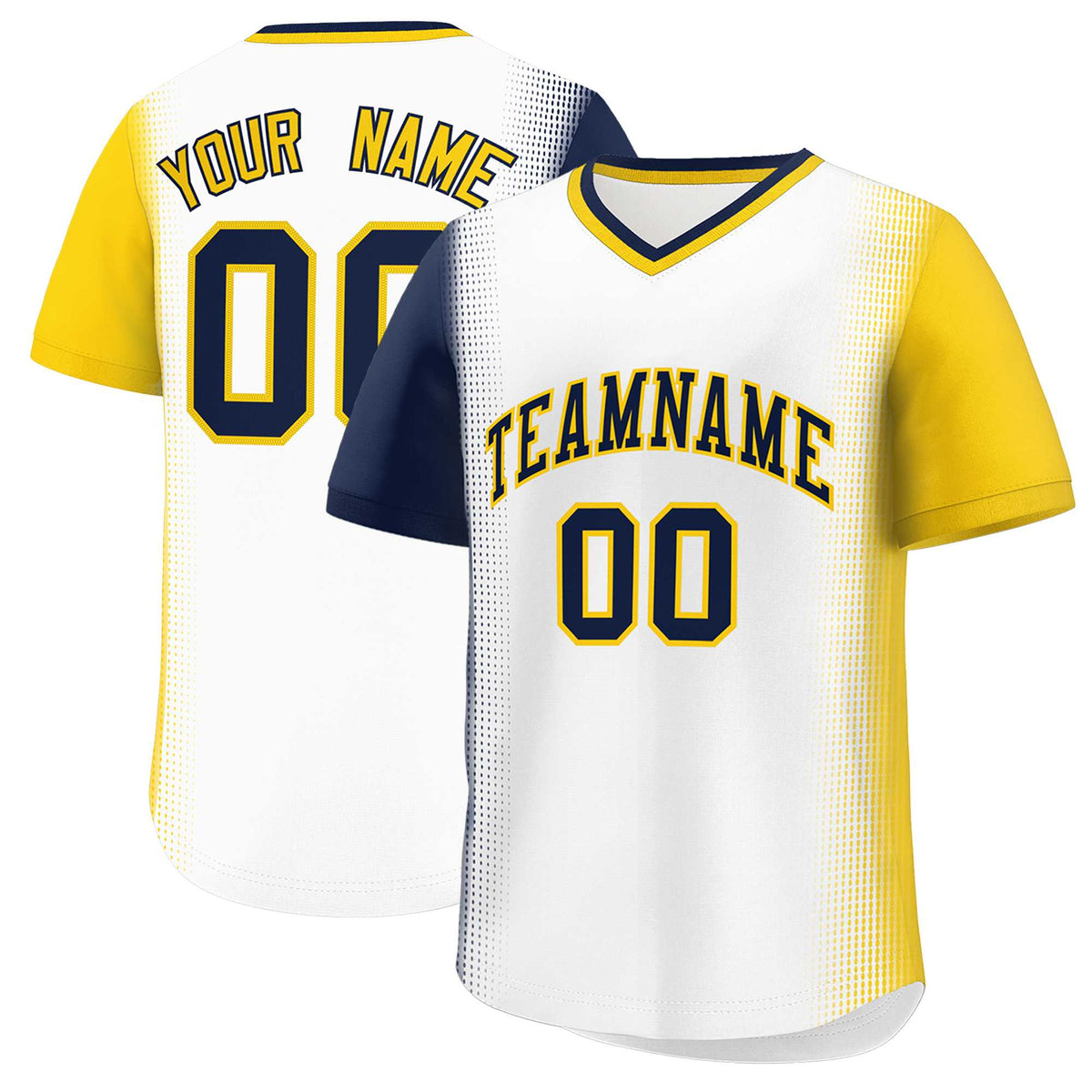Custom White Navy-Gold Personalized Raglan Sleeves Authentic Baseball Jersey | KXKSHOP