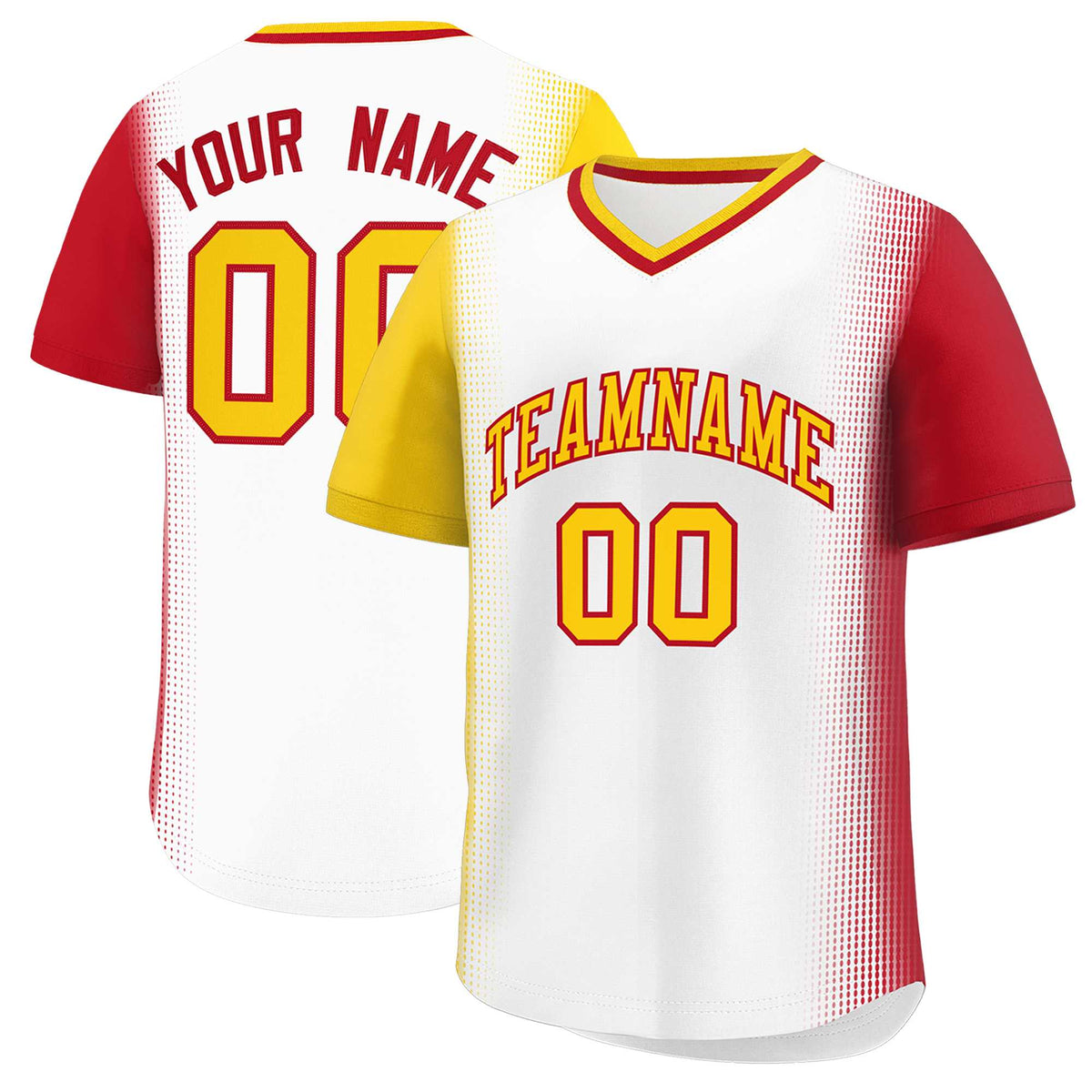 Custom White Gold-Red Personalized Raglan Sleeves Authentic Baseball Jersey | KXKSHOP