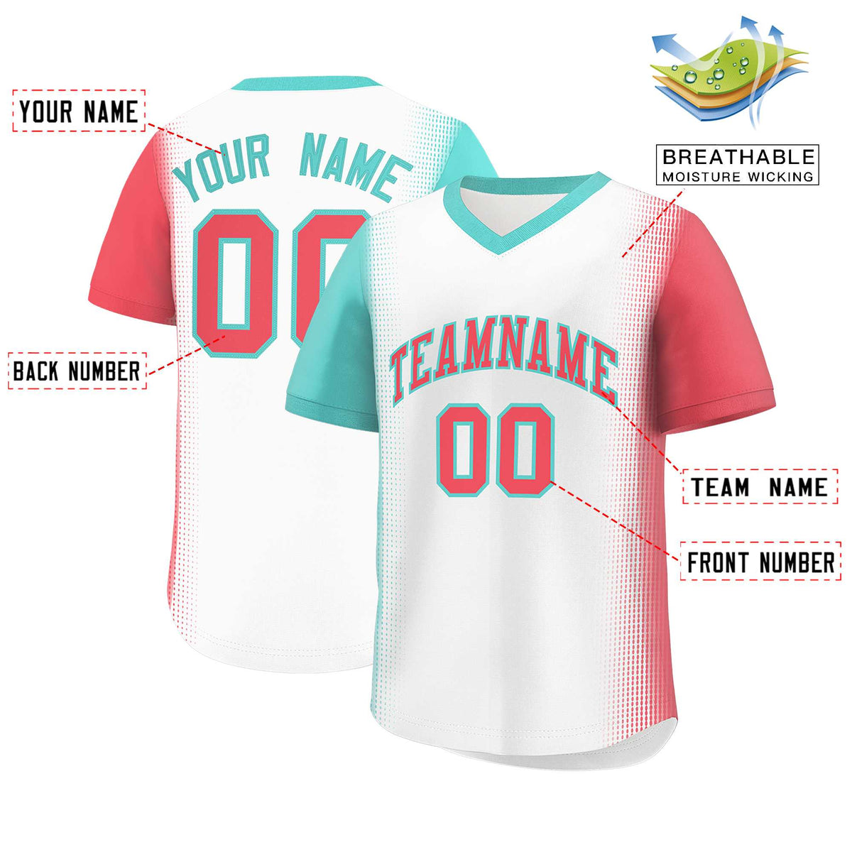 Custom White Bright Green-Light Red Personalized Raglan Sleeves Authentic Baseball Jersey | KXKSHOP