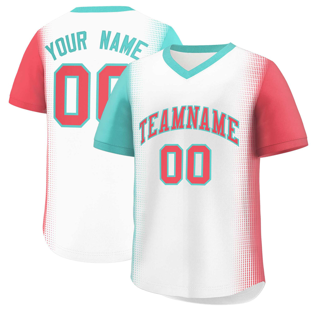 Custom White Bright Green-Light Red Personalized Raglan Sleeves Authentic Baseball Jersey | KXKSHOP