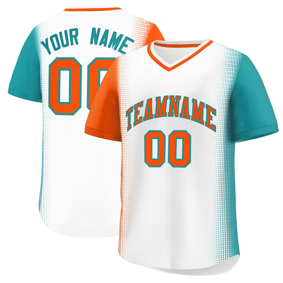 Custom White Orange-Aqua Personalized Raglan Sleeves Authentic Baseball Jersey | KXKSHOP