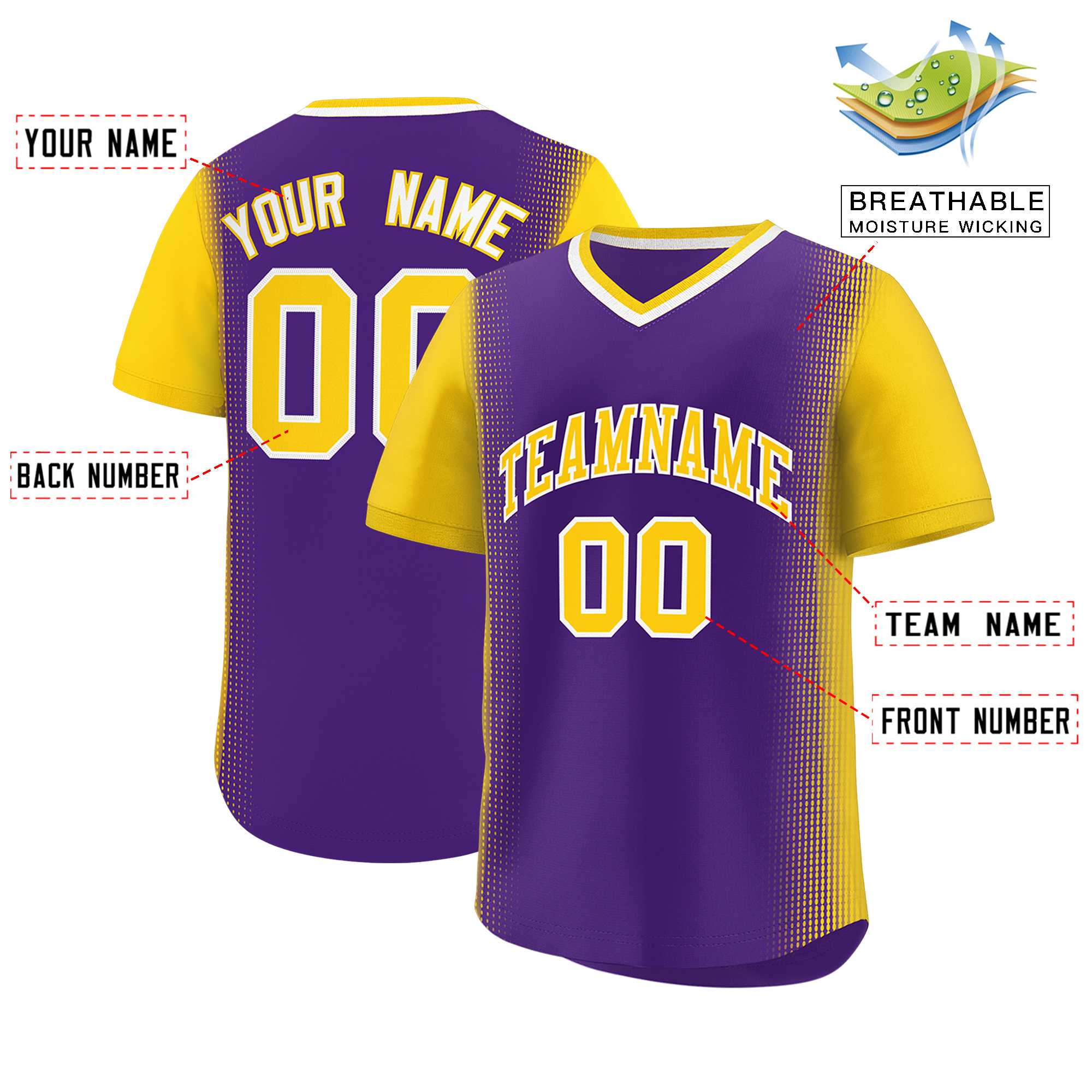 Custom Purple Gold Personalized Raglan Sleeves Authentic Baseball Jersey | KXKSHOP