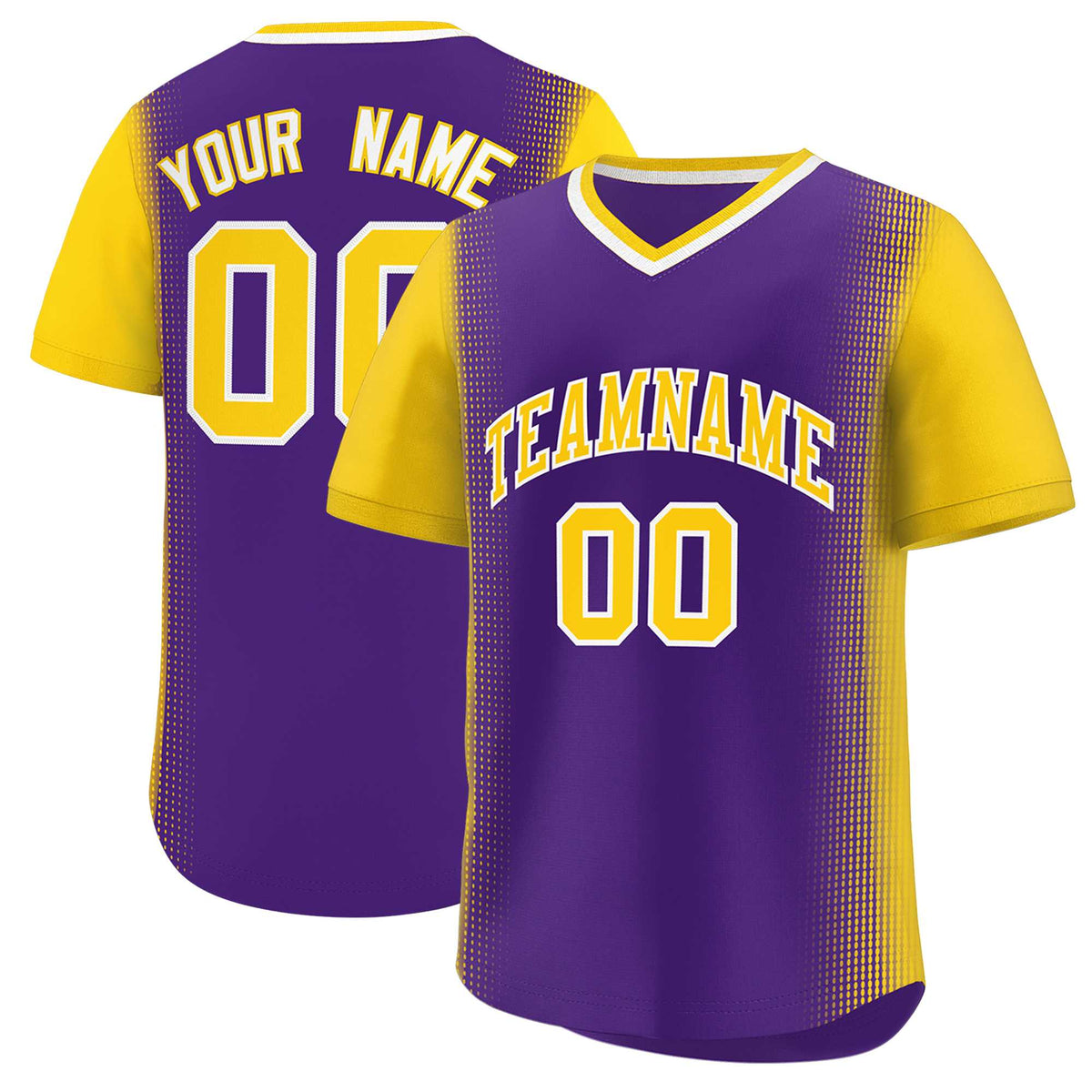Custom Purple Gold Personalized Raglan Sleeves Authentic Baseball Jersey | KXKSHOP