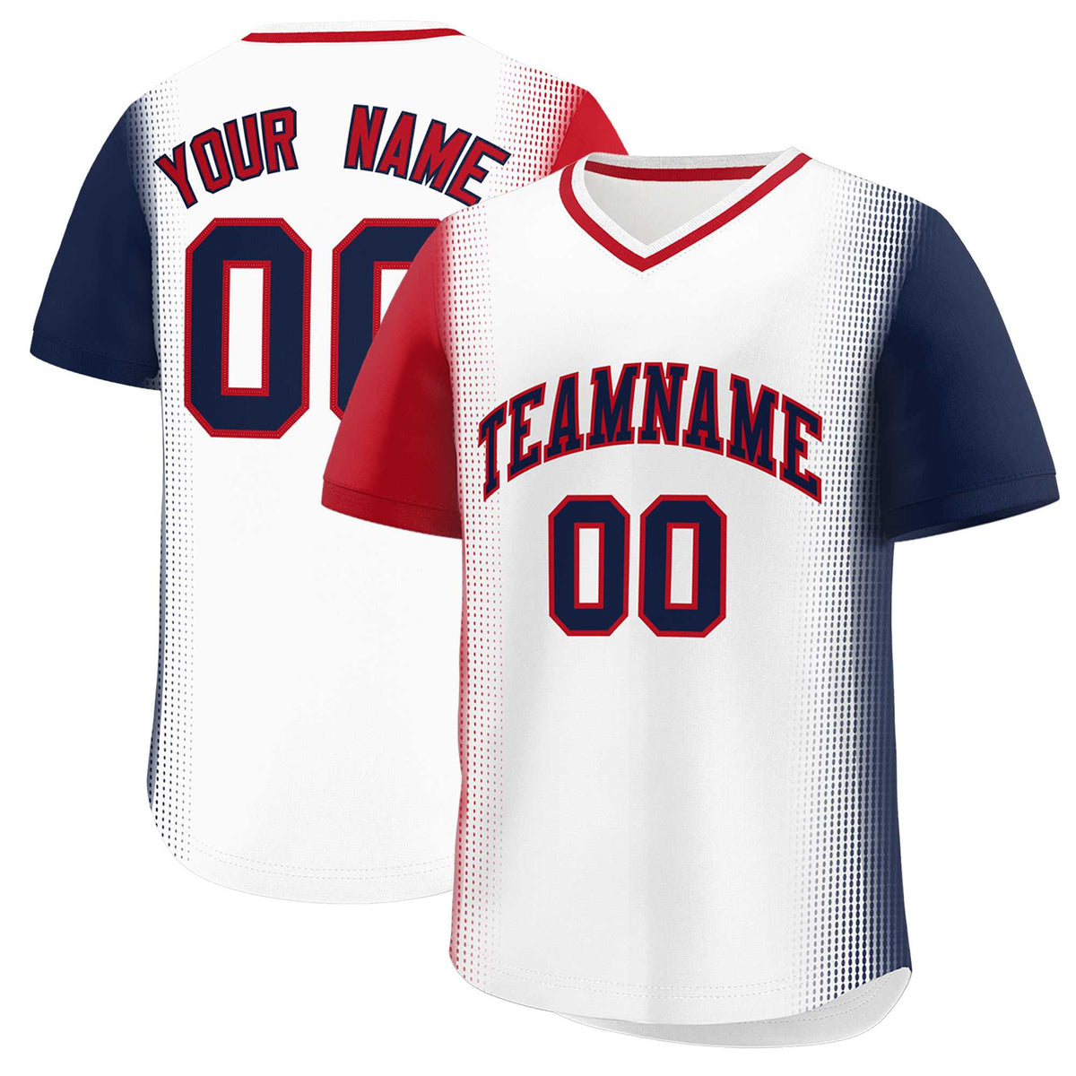 Custom White Red-Navy Personalized Raglan Sleeves Authentic Baseball Jersey | KXKSHOP