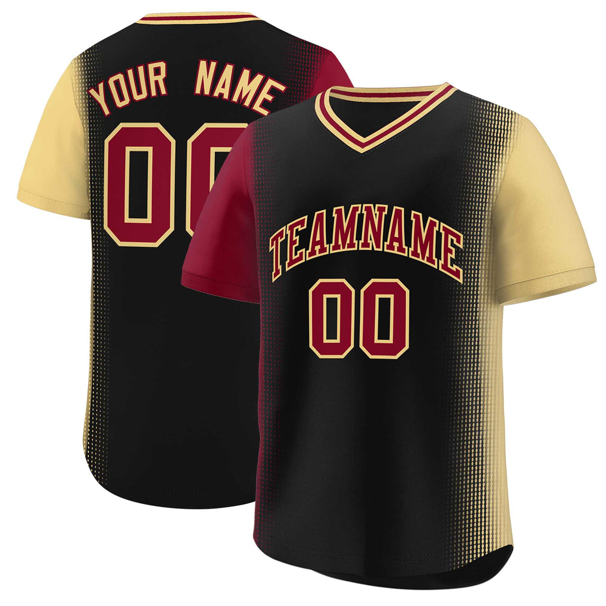 Custom Black Crimson-Khaki Personalized Raglan Sleeves Authentic Baseball Jersey | KXKSHOP