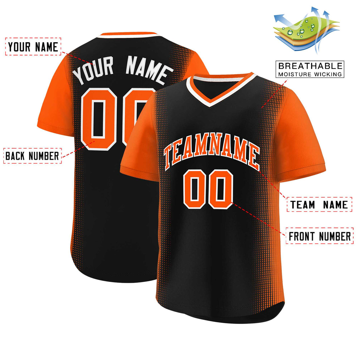 Custom Black Orange Personalized Raglan Sleeves Authentic Baseball Jersey | KXKSHOP