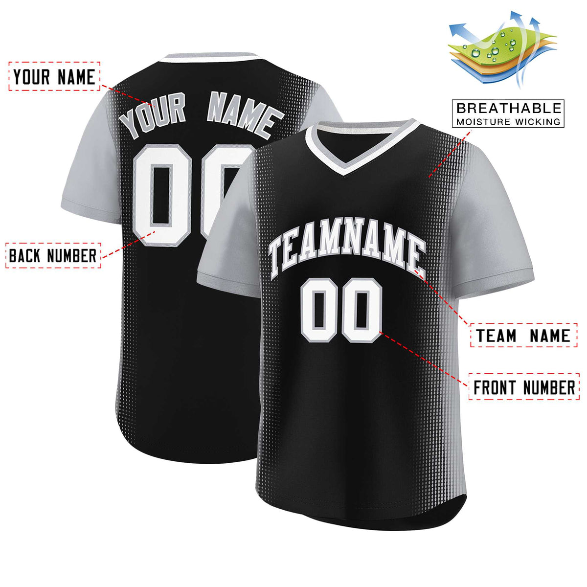 Custom Black Gray Personalized Raglan Sleeves Authentic Baseball Jersey | KXKSHOP