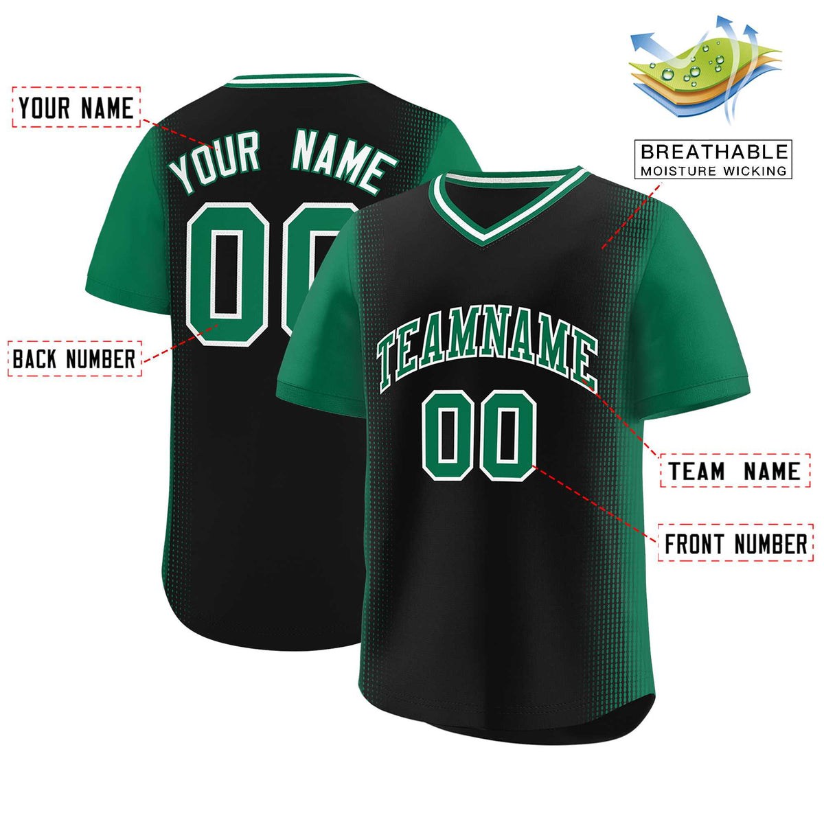 Custom Black Kelly Green Personalized Raglan Sleeves Authentic Baseball Jersey | KXKSHOP