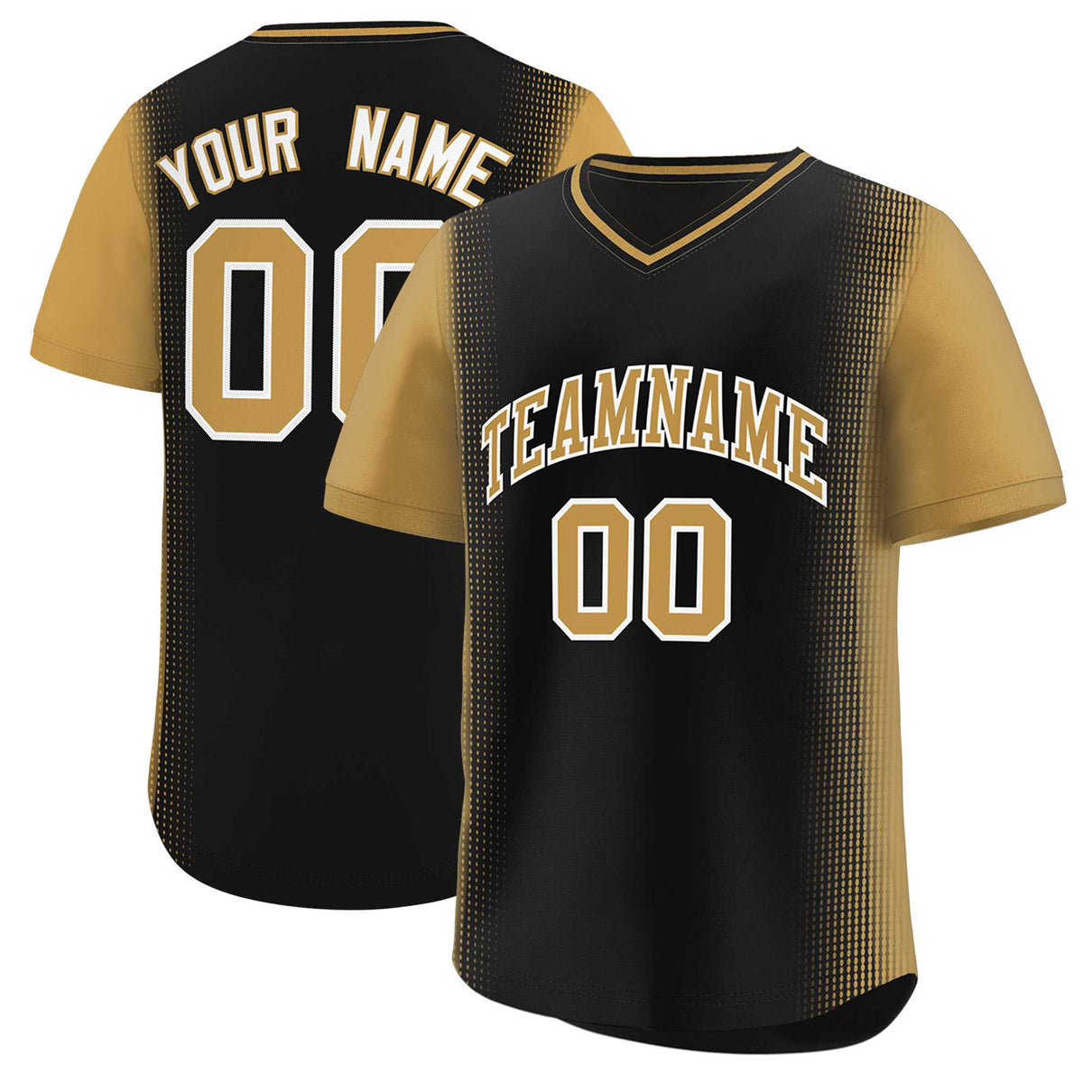 Custom Black Old Gold Personalized Raglan Sleeves Authentic Baseball Jersey | KXKSHOP