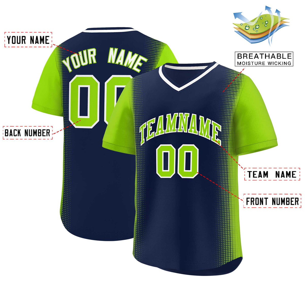 Custom Navy Neon Green Personalized Raglan Sleeves Authentic Baseball Jersey | KXKSHOP