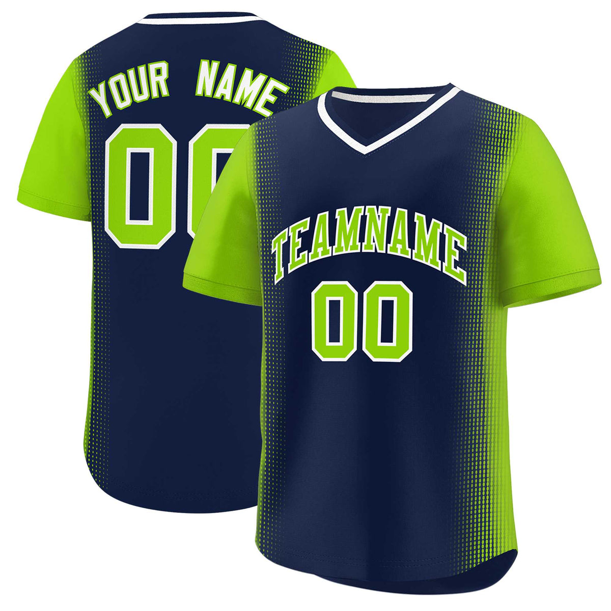 Custom Navy Neon Green Personalized Raglan Sleeves Authentic Baseball Jersey | KXKSHOP