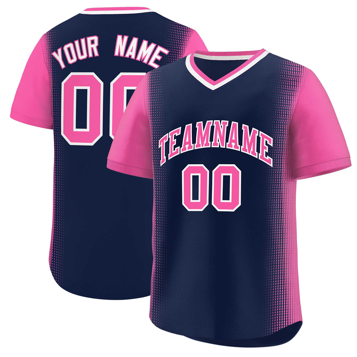 Custom Navy Pink Personalized Raglan Sleeves Authentic Baseball Jersey | KXKSHOP