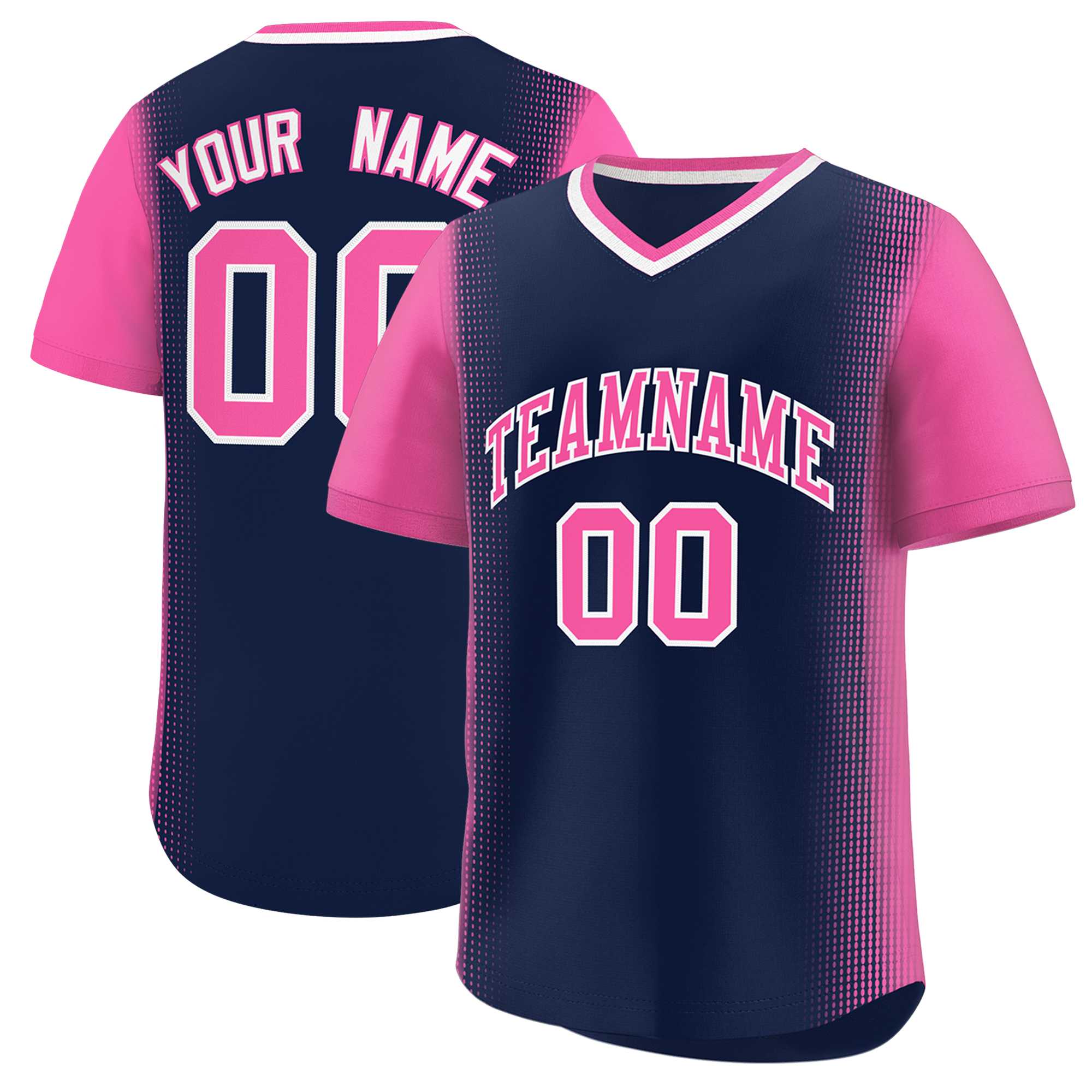 Custom Navy Pink Personalized Raglan Sleeves Authentic Baseball Jersey | KXKSHOP