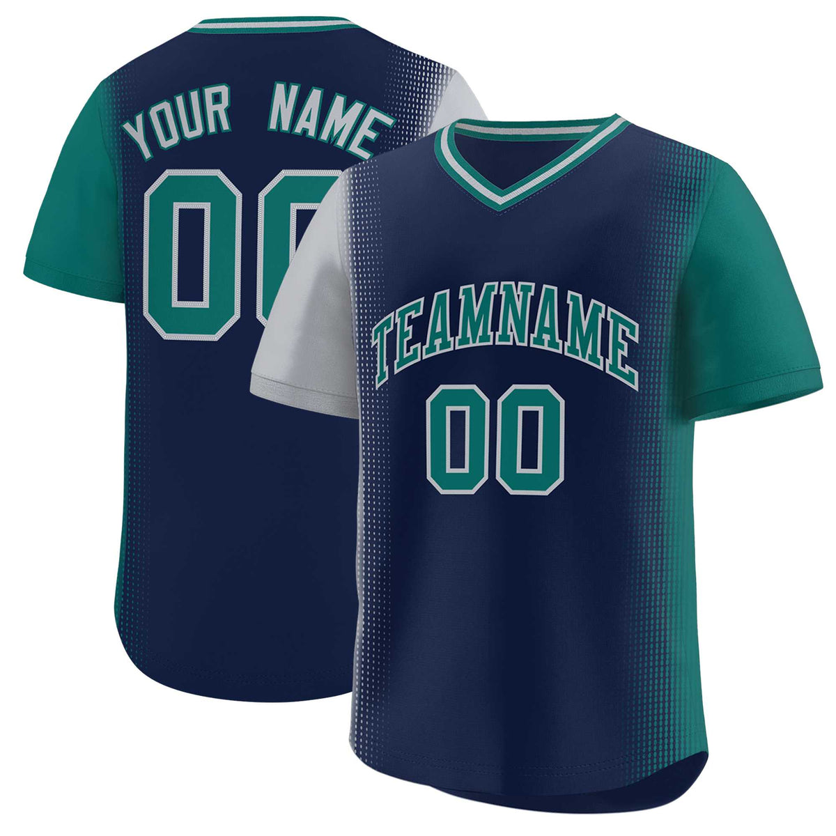 Custom Navy Gray-Aqua Personalized Raglan Sleeves Authentic Baseball Jersey | KXKSHOP