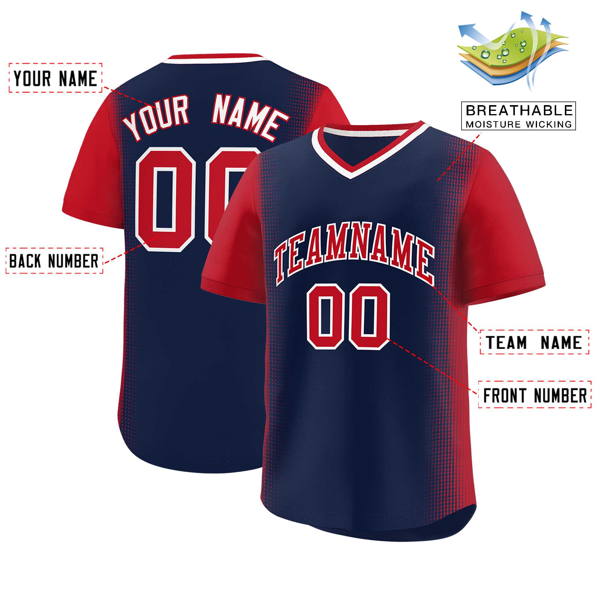 Custom Navy Red Personalized Raglan Sleeves Authentic Baseball Jersey | KXKSHOP