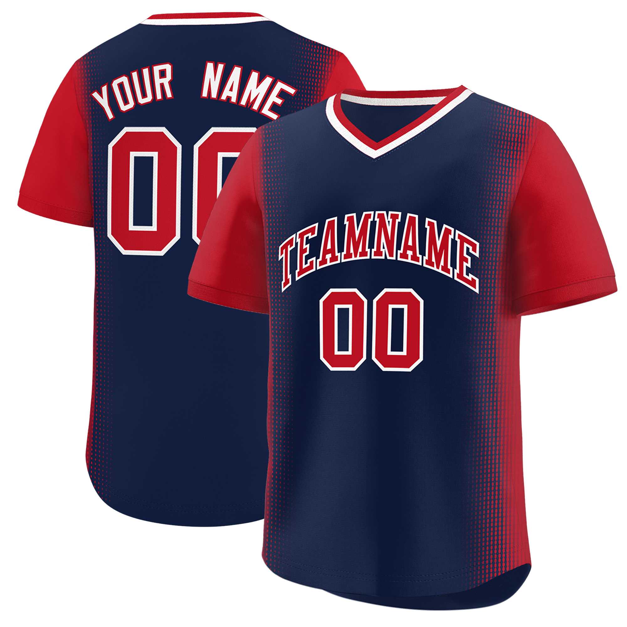Custom Navy Red Personalized Raglan Sleeves Authentic Baseball Jersey | KXKSHOP