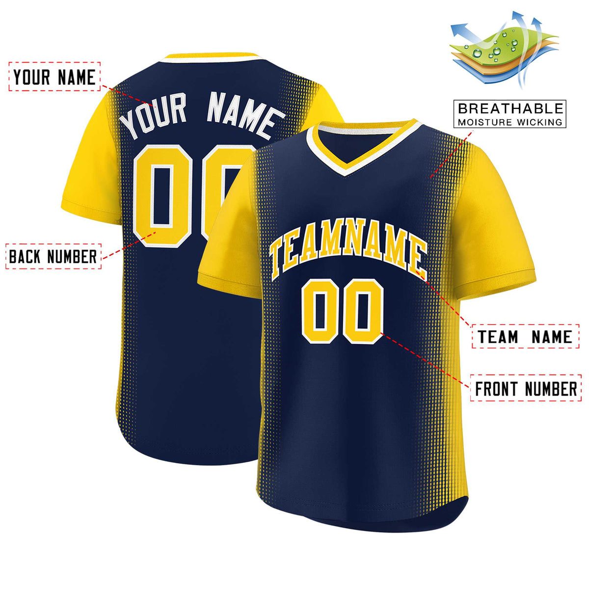 Custom Navy Gold Personalized Raglan Sleeves Authentic Baseball Jersey | KXKSHOP