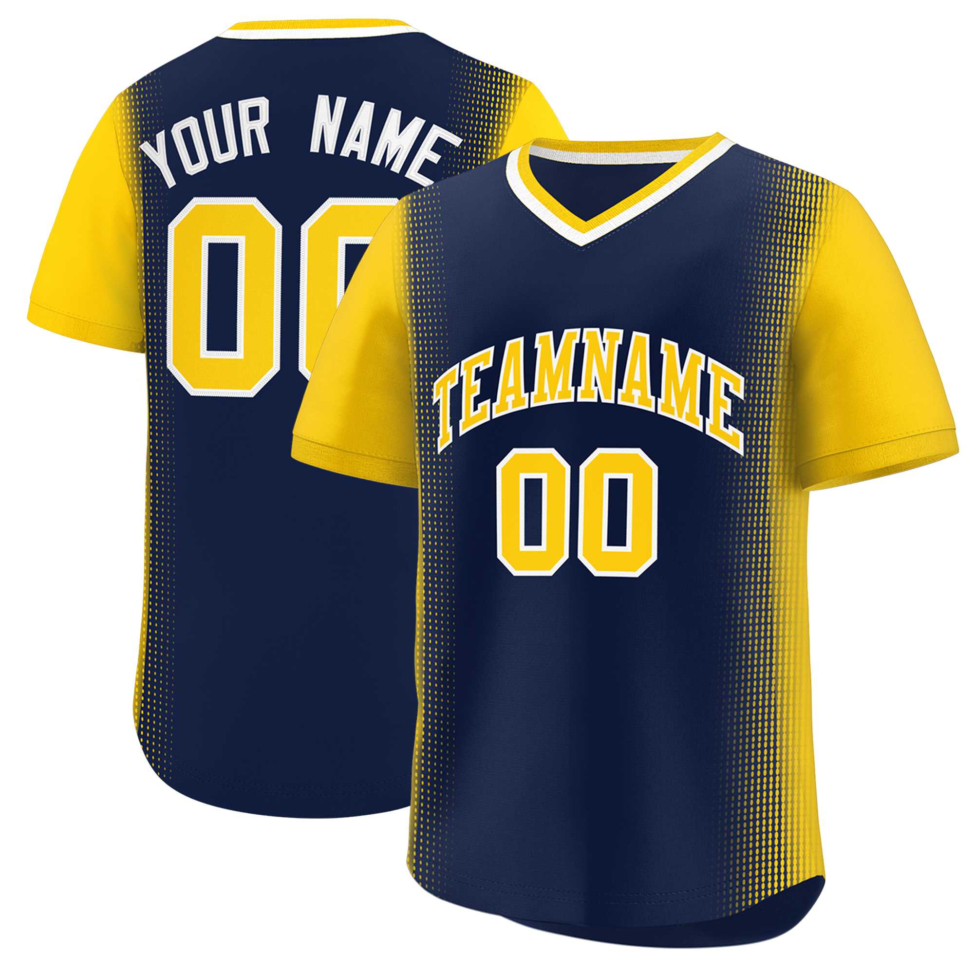 Custom Navy Gold Personalized Raglan Sleeves Authentic Baseball Jersey | KXKSHOP