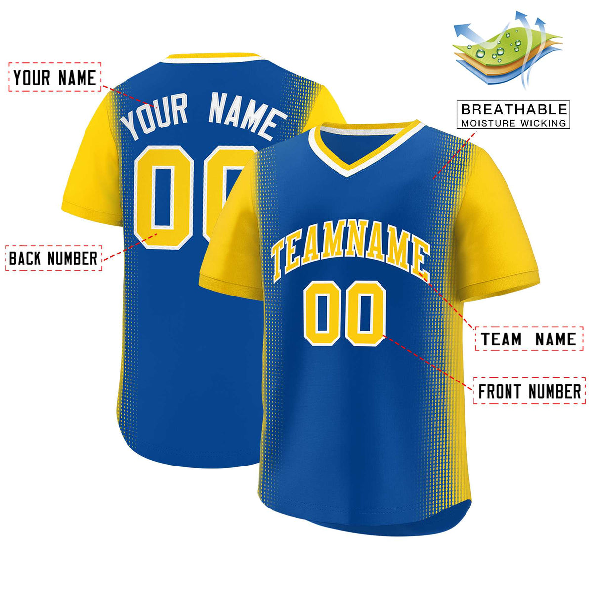 Custom Royal Gold Personalized Raglan Sleeves Authentic Baseball Jersey | KXKSHOP
