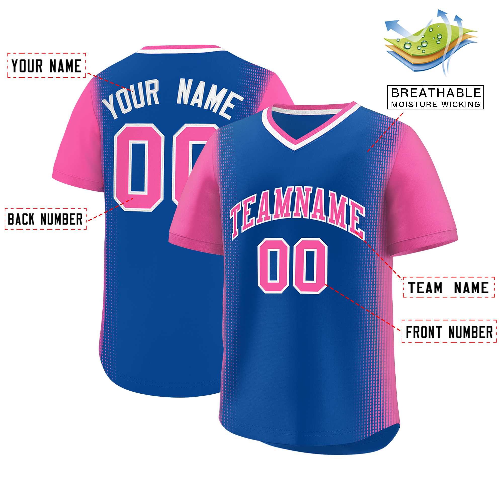 Custom Royal Pink Personalized Raglan Sleeves Authentic Baseball Jersey | KXKSHOP