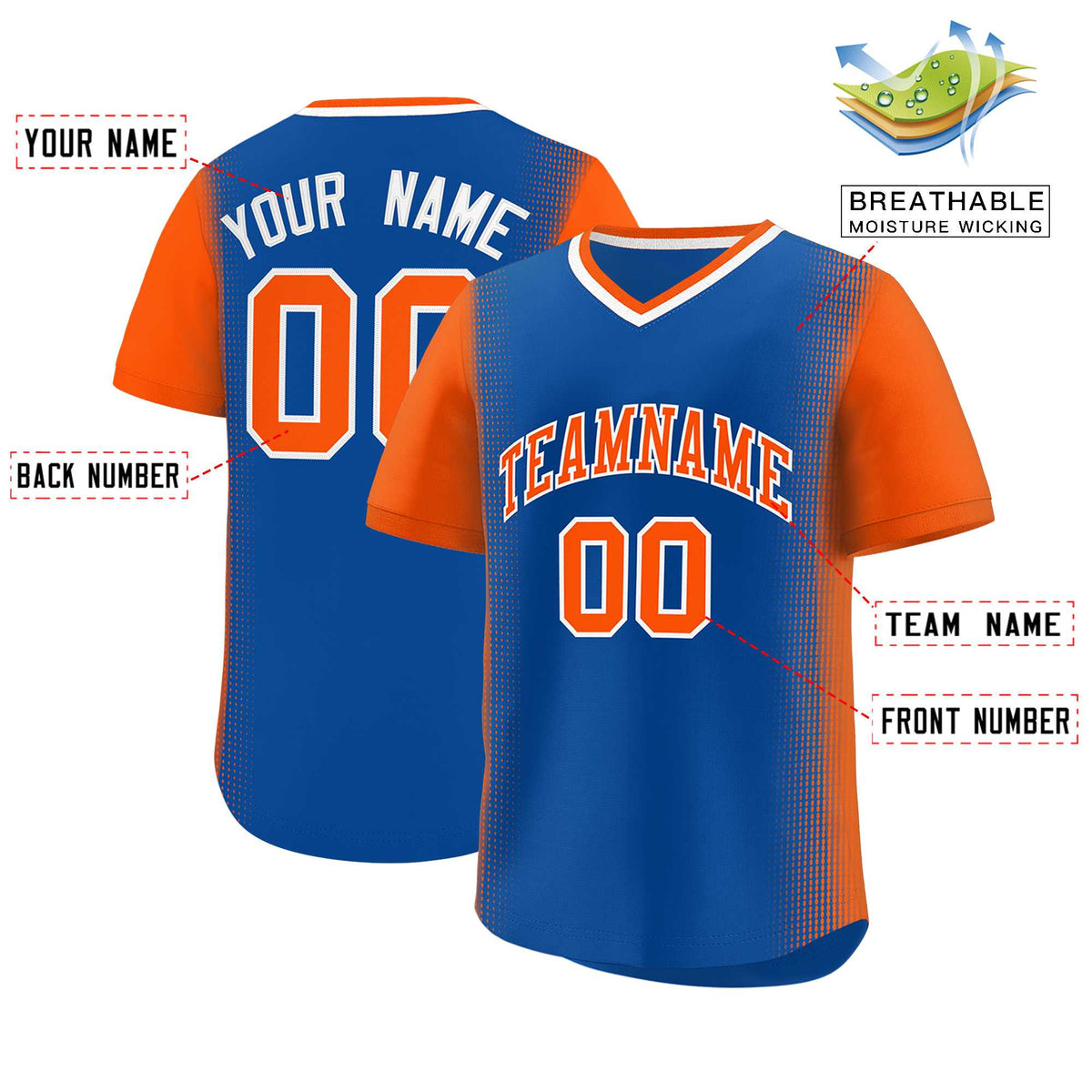 Custom Royal Orange Personalized Raglan Sleeves Authentic Baseball Jersey | KXKSHOP
