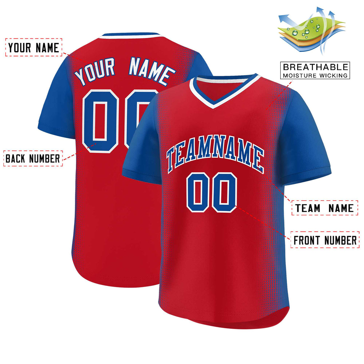 Custom Red Royal Personalized Raglan Sleeves Authentic Baseball Jersey | KXKSHOP