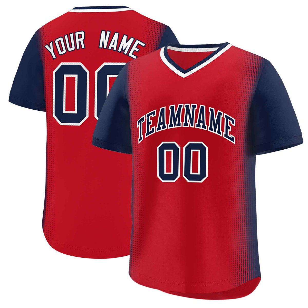 Custom Red Navy Personalized Raglan Sleeves Authentic Baseball Jersey | KXKSHOP