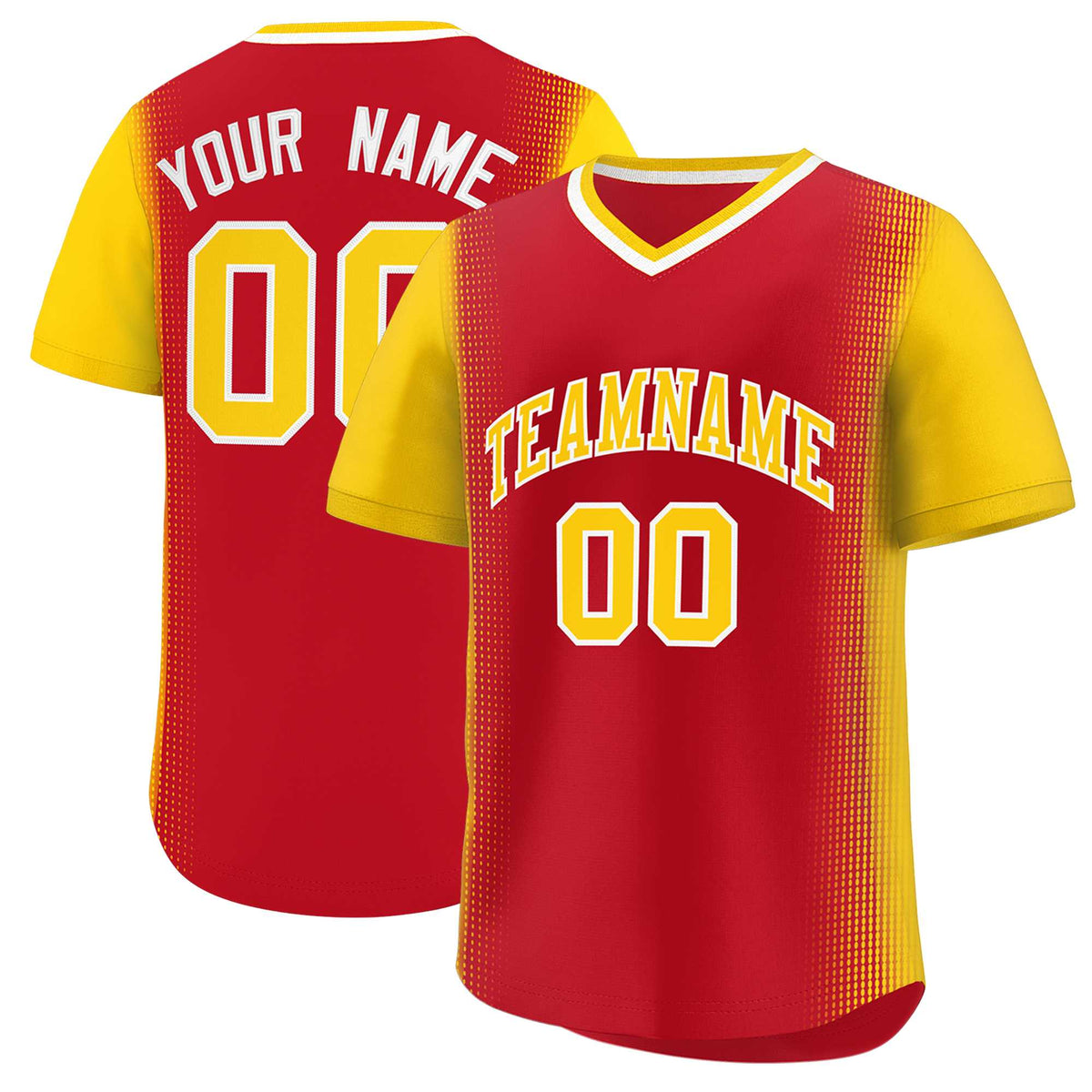 Custom Red Gold Personalized Raglan Sleeves Authentic Baseball Jersey | KXKSHOP