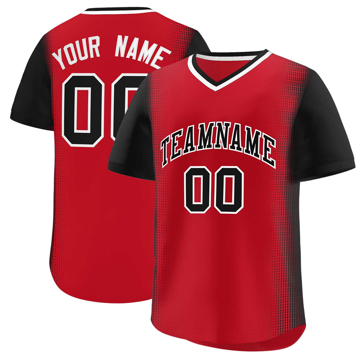 Custom Red Black Personalized Raglan Sleeves Authentic Baseball Jersey | KXKSHOP