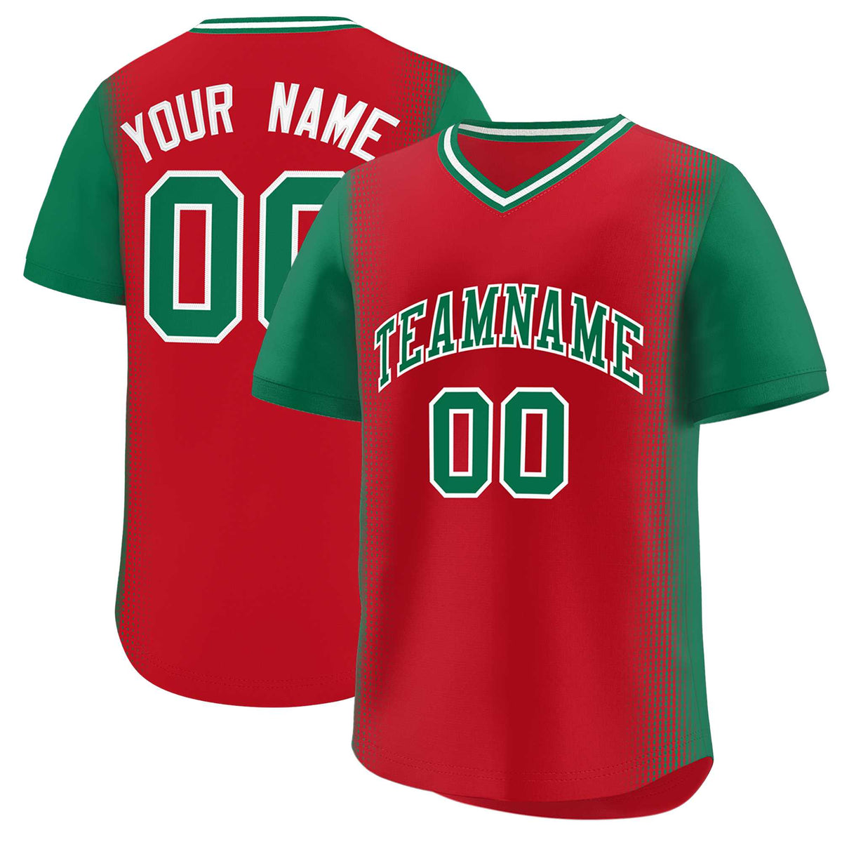 Custom Red Kelly Green Personalized Raglan Sleeves Authentic Baseball Jersey | KXKSHOP