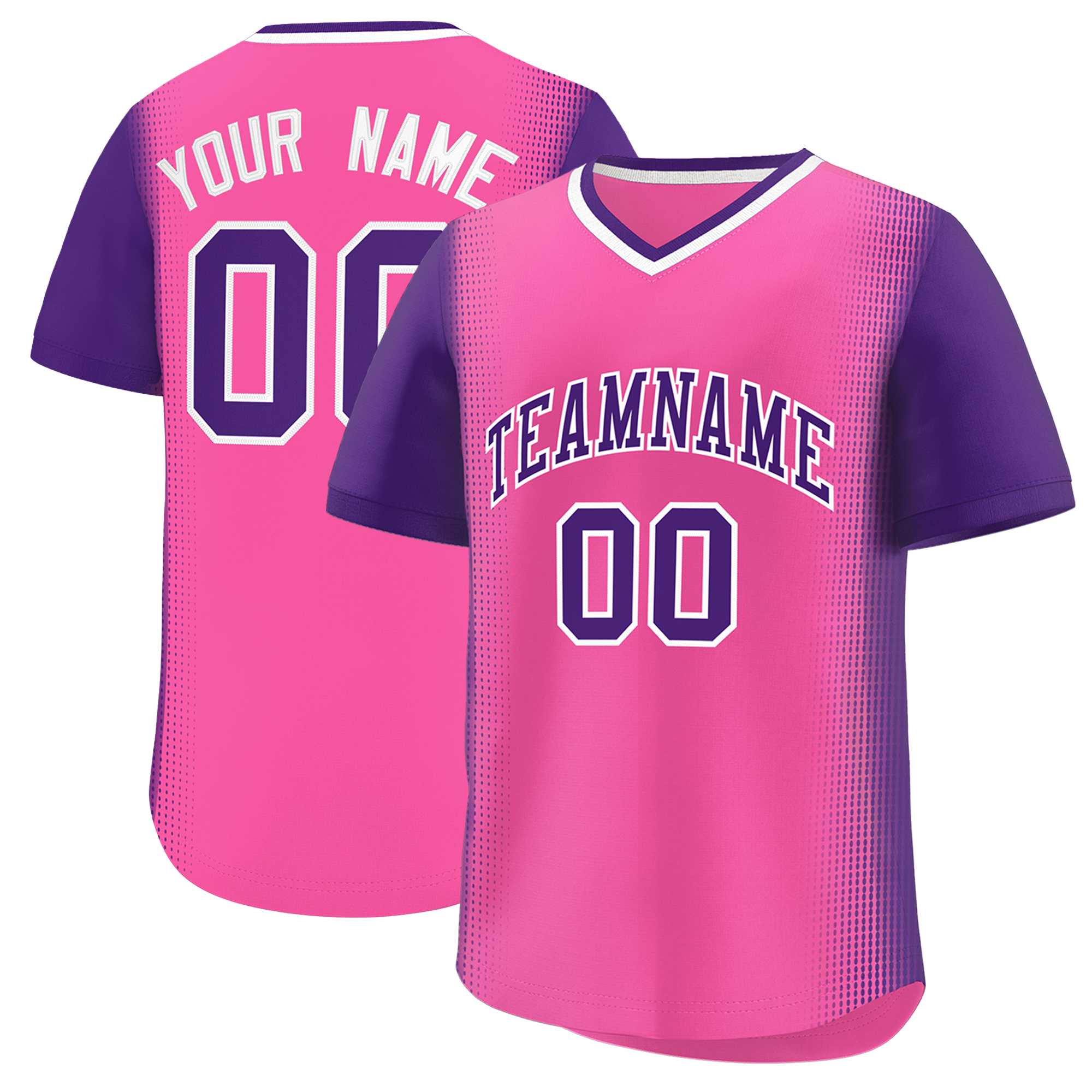 Custom Pink Purple Personalized Raglan Sleeves Authentic Baseball Jersey | KXKSHOP
